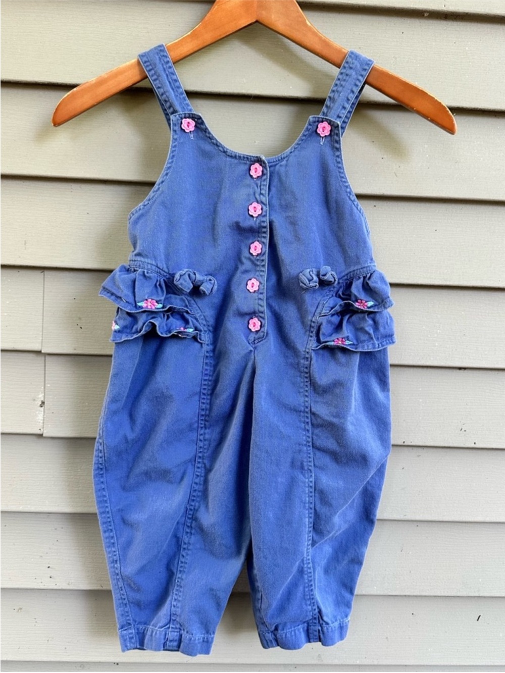 Vintage 90s ruffled romper overalls girls 3T
